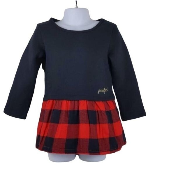 Carter's Other - Carter's-girls dress Black w/red & black plaid long sleeve 3T(NWT)